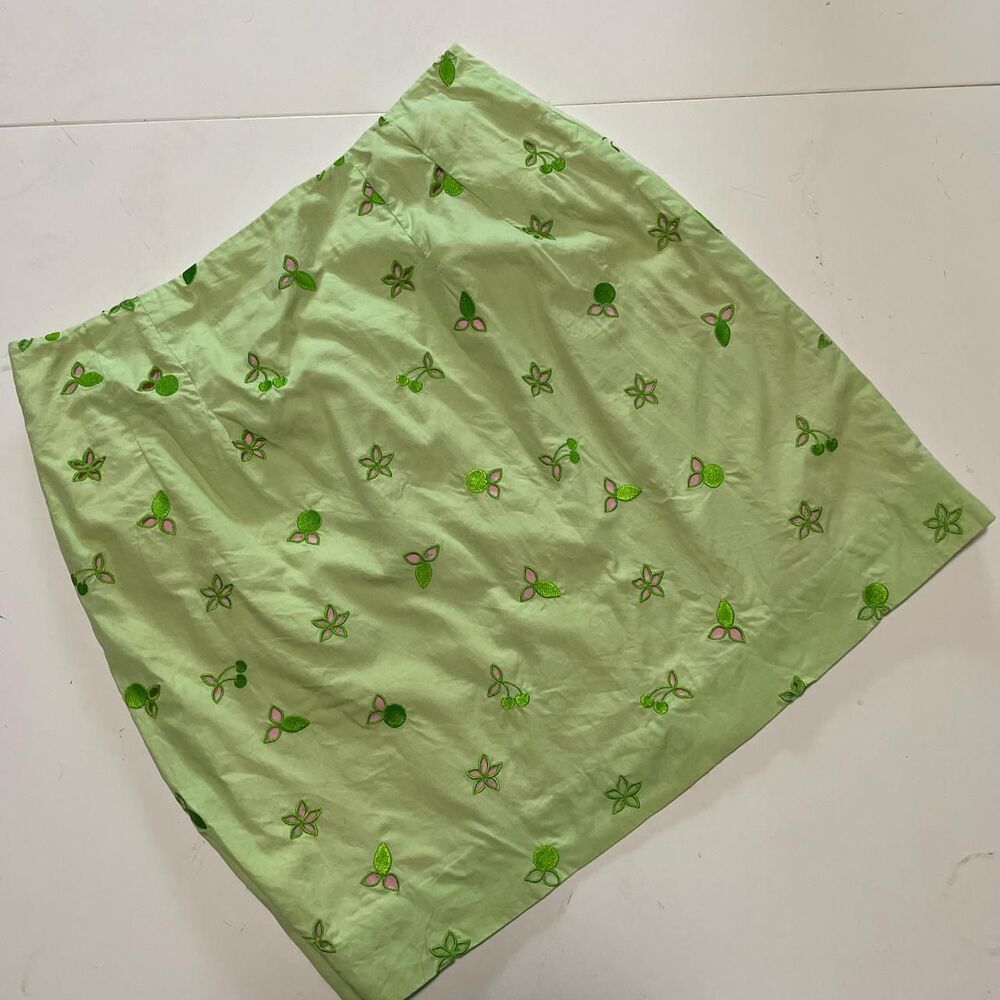 Lilly Pulitzer Vintage Green Cherry Eyelet Skirt